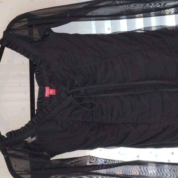 GUESS Womens Black Mesh Corset Tie Up, Long Sleeve Dress, Size: L - Picture 9 of 14